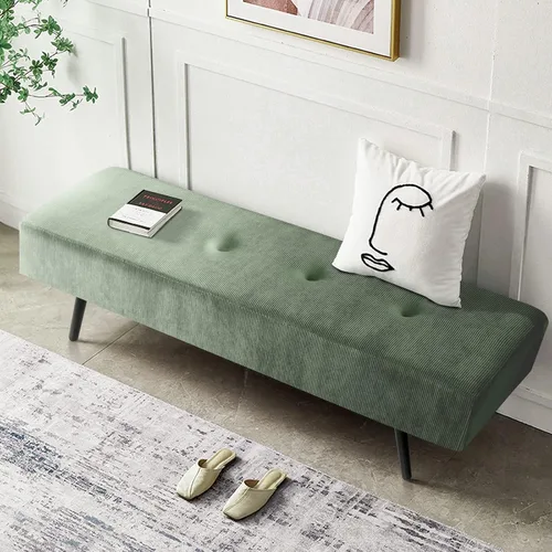Miniatura 5 de Comfy to go Banco de entrada, banco verde para dormitorio, moderno extremo otomano de cama, bancos acolchados de pana para sala de estar, vestíbulo