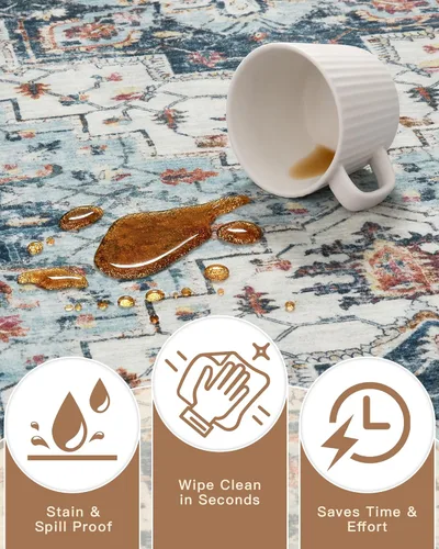 Miniatura 32 de Madane Tapete lavable de 2 x 10 pies para pasillo, cocina, recibidor, clásico, suave, antideslizante para interiores, casa de campo, baño, sala