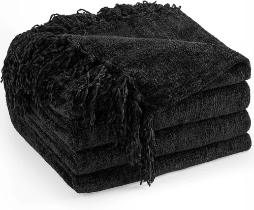Miniatura 25 de Manta de Chenilla para Sofá 50"X 60", Mantas Suaves y Acogedoras con Flecos con Borlas para Cama Sofá Silla Cubierta, Mantas Decorativas Bohemias