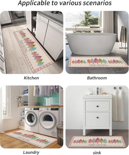 Miniatura 6 de Tapete de baño de Navidad a cuadros para bañera, antideslizante, de secado rápido y absorbente, tierra de diatomeas, fregadero, dormitorio, cocina