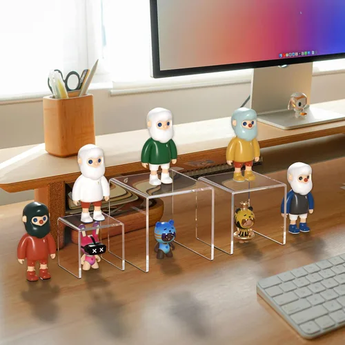 Miniatura 7 de NIUBEE Juego de 2 Elevadores de Acrílico para Exhibir Figuras Funko POP, Soportes Transparentes para Pasteles para Decoraciones de Mesa de Postres