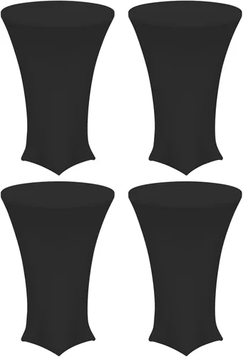 uxcell 4 manteles redondos de cóctel de 24 x 43 pulgadas, mantel elástico Highboy de elastano, mesa alta ajustable para bar, fiesta de boda (negro)