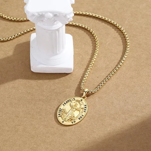 Miniatura 477 de Collar de plata de ley 925 con medalla de San Patrón, colgante de protección católica, amuleto, joyería religiosa para hombres y mujeres