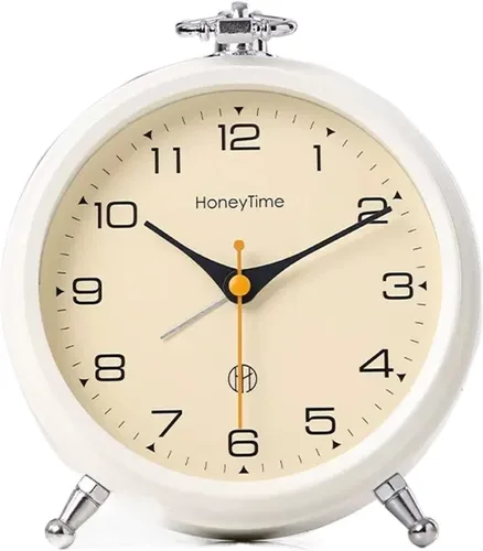 Miniatura 7 de HASMI Reloj despertador analógico, reloj despertador redondo de 6 pulgadas sin tictac, funciona con pilas, reloj despertador súper silencioso, 1