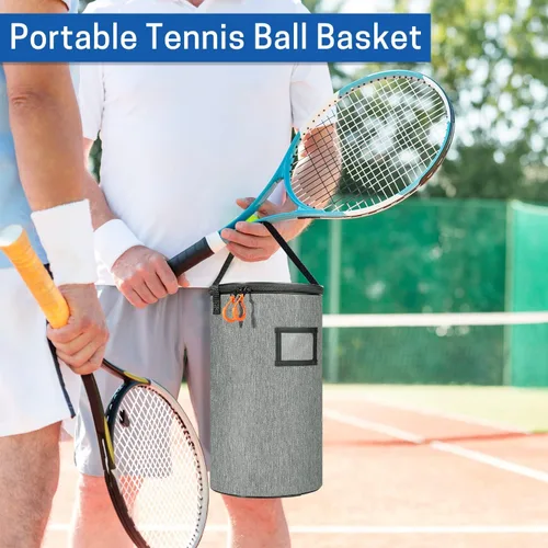 Miniatura 6 de VISEMAN Cesta portátil para pelotas de tenis para entrenamiento, transporte y almacenamiento Gris