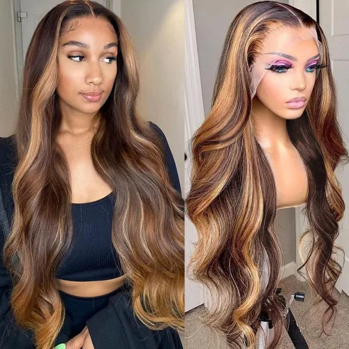 Miniatura 18 de Peluca Rubia Miel Cabello Humano Body Wave 13x6 Encaje Frontal Pelucas de Cabello Humano Para Mujeres Negras 22 Pulgadas