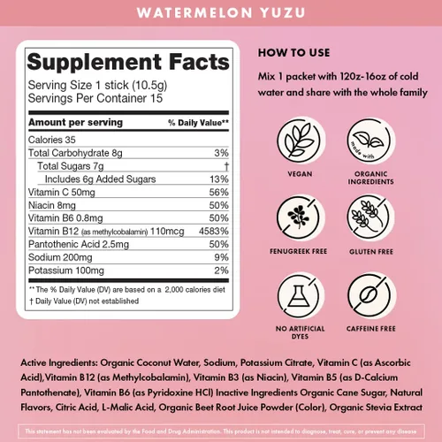 Miniatura 12 de Boobie Hydromom Superfood Mezcla de Bebida con Electrolitos, Sandía Yuzu Impulso Refrescante de Energía e Hidratación para Mamás Esenciales