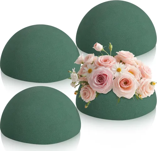 Boao 4 piezas de bloque de espuma floral de medio balón verde, espuma floral húmeda y seca, bolas de espuma verde grandes para manualidades