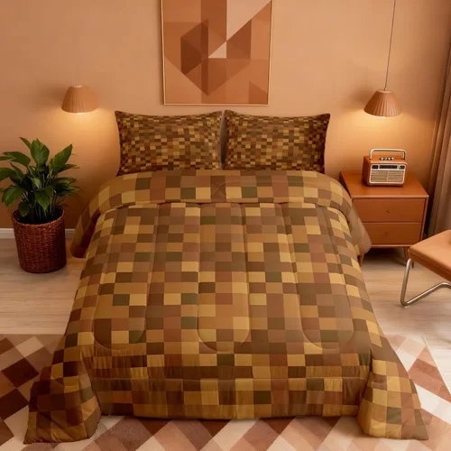 Miniatura 38 de Pixelated Miners - Juego de edredón para niños, tamaño individual, juego de ropa de cama de videojuegos a cuadros geométricos para adolescentes