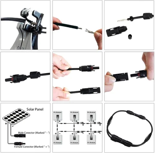 Miniatura 4 de 25 pares/50 conectores solares, conector impermeable IP67 macho y hembra (25 pares de conectores solares)
