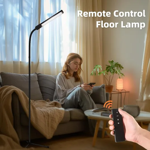 Miniatura 4 de Hanaking Lámpara de pie con control remoto, lámpara LED brillante para extensiones de pestañas, lámpara de pie regulable de 4 colores para belleza