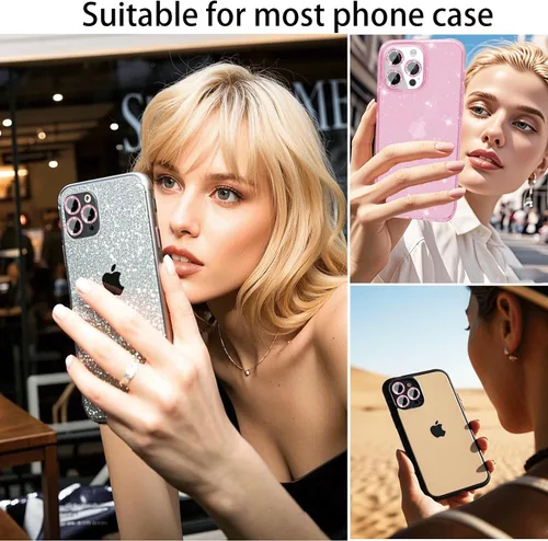 Miniatura 5 de Protector de lente de cámara compatible con iPhone 11, 11 Mini, 11 Pro y iPhone 11 Pro Max (paquete de 3 + 1), purpurina brillante, funda de cámara