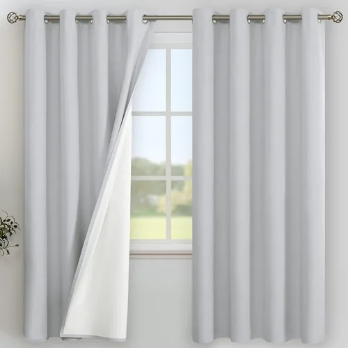 Miniatura 57 de YoungsTex - Cortinas de lino beige 100% opacas para dormitorio de 63 pulgadas de largo, cortinas cortas con aislamiento térmico y ojales