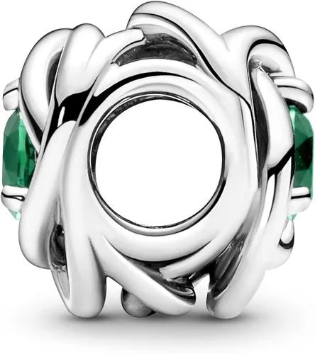 Miniatura 3 de PANDORA Colgante de plata de ley con cristal verde real, Plata esterlina, cristal