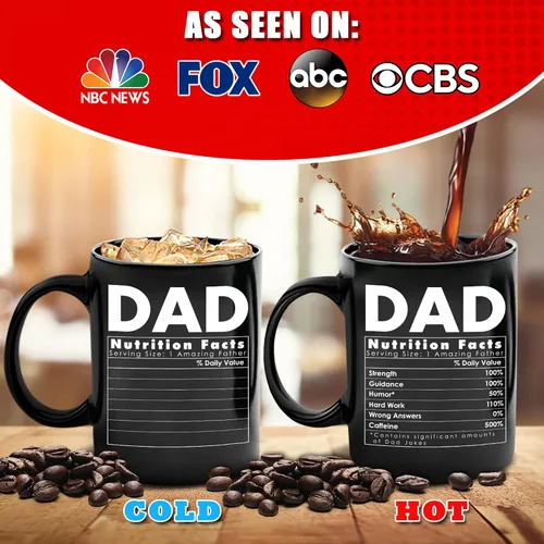 Miniatura 4 de Dad Nutrition Facts - Taza de café de 12 onzas – Gr8AM - Novedosa taza de regalo – Divertido cambio de color y regalos sensibles al calor