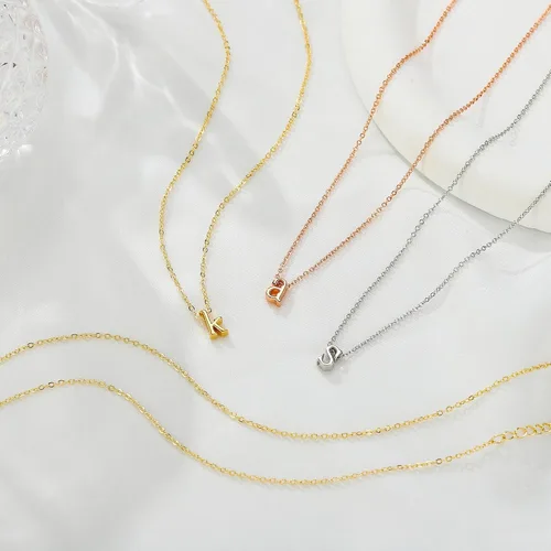 Miniatura 6 de MONOOC - Collares con inicial minúscula para mujeres y niñas, chapado en oro de 14 quilates, minimalista personalizado con nombre con monograma