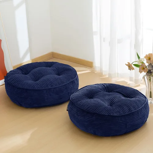 Miniatura 32 de HIGOGOGO Cojín de suelo para adultos, cojín de meditación, grande y redondo, funda de pana copetuda, para sala de estar o yoga, 22 x 22 pulgadas