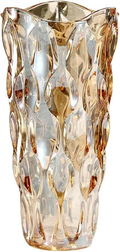 Florero de cristal ámbar grueso de 9.5 pulgadas de alto para decoración del hogar, comedor, mesa de boda, oficina, vacaciones, fiesta, centro de mesa
