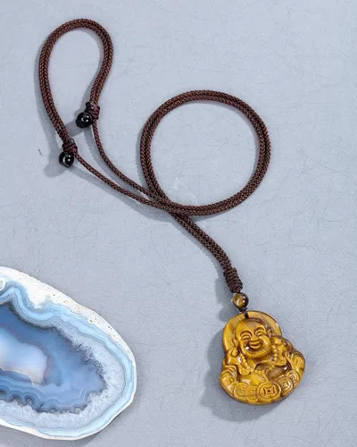 Miniatura 5 de Top Plaza Collar con dije de amuleto de ojo de tigre para hombre, con dije de protección de talismán de cristal curativo natural, collar de piedras