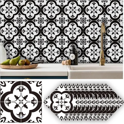 Miniatura 19 de Alwayspon 12 calcomanías mate para azulejos de pared, despegar y pegar, calcomanías de vinilo autoadhesivas para azulejos de cocina y baño, 6 x 6