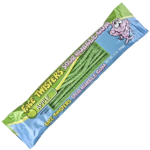 Miniatura 3 de Face Twisters Pajitas de goma de mascar ácidas, manzana verde, 2 onzas (paquete de 12)