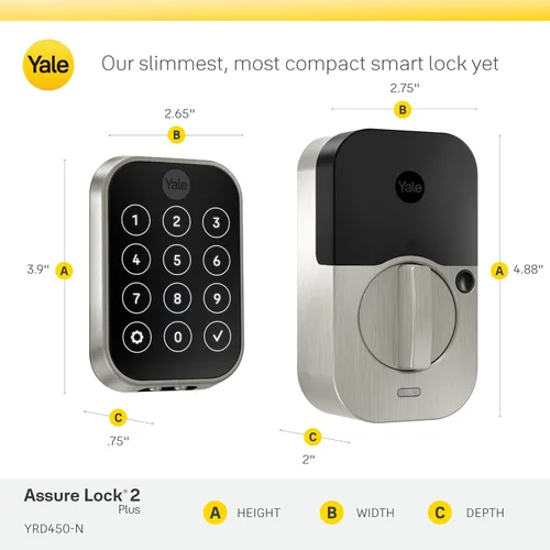 Miniatura 7 de Yale Assure Lock 2 Plus Apple Home Keys (Tap to Open) Cerrojo, Cerradura de Puerta de Entrada Inteligente Sin Llave de Gamuza Negra con Teclado Ante