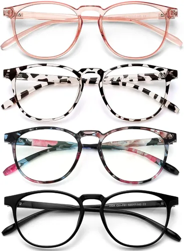 Miniatura 14 de Gafas de bloqueo de luz azul para mujeres/hombres, paquete de 4 unidades para lectura en computadora, juegos, televisión, teléfono, antirreflejos