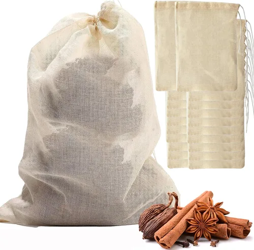 Miniatura 9 de MyLifeUNIT Bolsa de sopa, bolsa de malla de algodón para tamaño grande 10" x 12", juego de 4