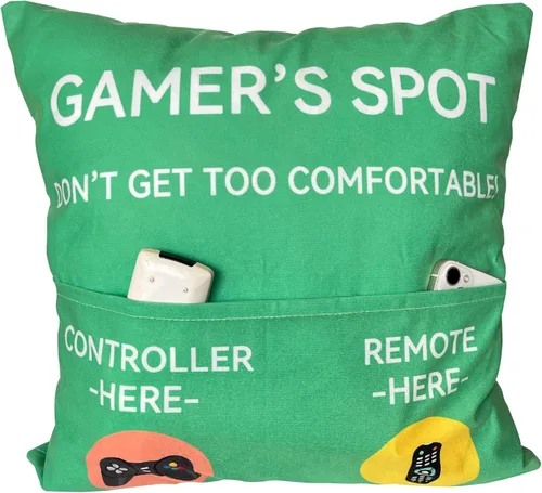 Miniatura 12 de ZUYUROU Regalos para jugadores, fundas de almohada con diseño de bolsillo para jugadores de 18 x 18 pulgadas, decoración de sala de juegos, rellenos