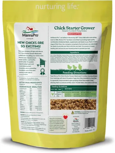 Miniatura 2 de Manna Pro Alimento Medicado para Pollitos Crecedores – Migas de Alta Proteína con Amprolio para Prevención de Coccidiosis – Alimento Completo