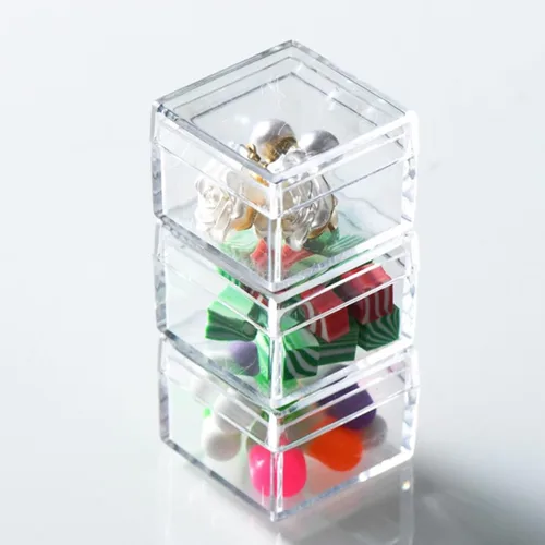 Miniatura 4 de KissYou Caja Pequeña de Acrílico con Tapa Cajas de Caramelo Transparentes para Exhibición Decoración de Fiesta Cubo Cuadrado de Plástico