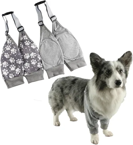 Funda de recuperación de codo de perro con almohadillas protectoras para perros mayores y patas delanteras postoperatorias, soporte antilamidas y