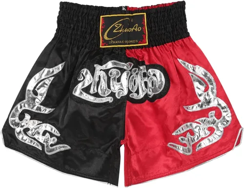 Miniatura 5 de QinCiao Pantalones cortos de boxeo Muay Thai para hombre, pantalones cortos de kickboxing, artes marciales, entrenamiento, gimnasio, entrenamiento
