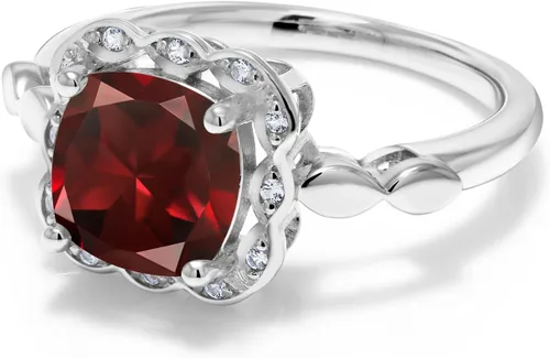Miniatura 97 de Gem Stone King Anillo de compromiso de plata de ley 925 de 0.315 in con piedra natal y zafiro blanco creado Anillo de compromiso de boda