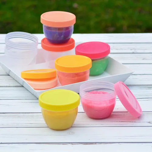 Miniatura 4 de Youngever 18 juegos de almacenamiento de alimentos para bebés, recipientes de alimentos para bebés de 6 onzas con tapas, 9 colores rosa brillante
