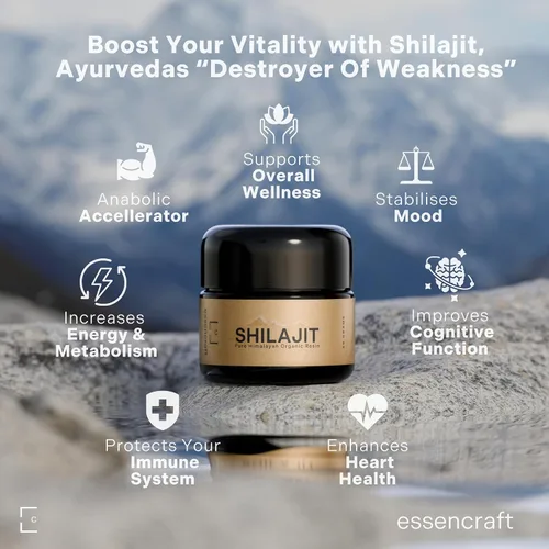 Miniatura 4 de Resina de Shilajit Orgánico del Himalaya - Potencia Máxima de 500mg, Shilajit Puro Testado en Laboratorio para Hombres y Mujeres, Ácido Fúlvico