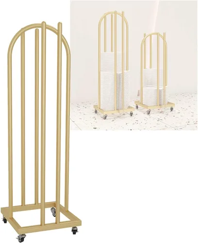 Miniatura 8 de 2 in 1 Hanging Rack - Space Saving Storage Cart for Laundry Room Bedroom Clothes Organizer Double Sided Gold Finish(Black-35x30x100cm)