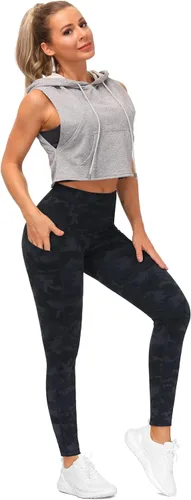 Miniatura 6 de The Gym People Pantalones deportivos gruesos de tiro alto, con bolsillos y control de abdomen, leggings para entrenar, correr, hacer yoga, para mujer