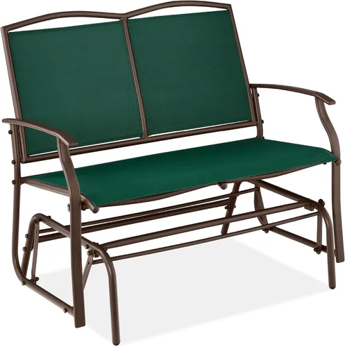 Best Choice Products Banco de acero para 2 personas para patio, columpio, balancín para terraza, porche con tela de textileno, marco de acero, verde