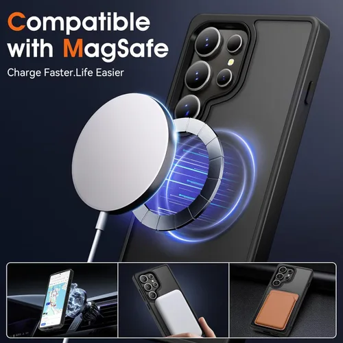Miniatura 2 de Oterkin Funda magnética para Samsung Galaxy S24 Ultra mate, funda para teléfono S24 Ultra compatible con MagSafe, esmerilada, translúcida, a prueba