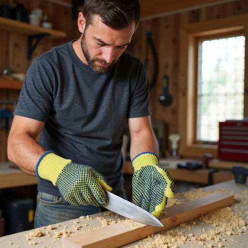 Miniatura 6 de G & F Products Guantes de trabajo de punto Kevlar resistentes a los cortes medios amarillos 1670M