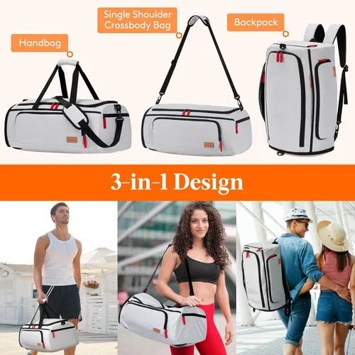 Miniatura 2 de Lifewit Bolsa de gimnasio para hombres y mujeres con compartimento para zapatos, bolsa de viaje de 40 litros para viajes, 3 en 1, impermeable