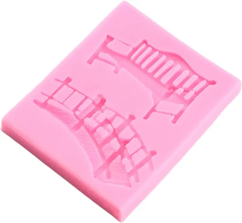 Miniatura 6 de Mujiang Molde de silicona para banco, puente, puerta, ventana, pájaros, flores, fondant, para decoración de pasteles, caramelo, arcilla, resina