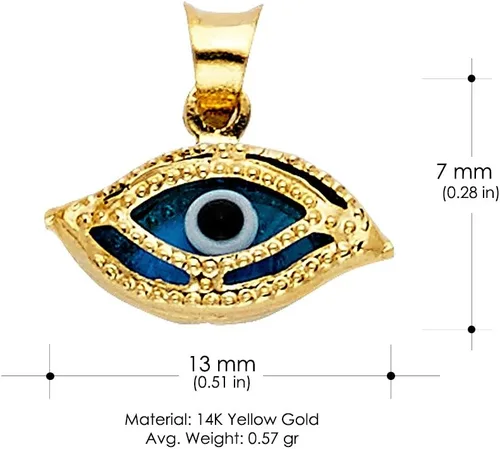 Miniatura 3 de Collar de ojo turco de oro amarillo de 14 quilates para mujer con cadena Figaro 3+1 de 0.047 in