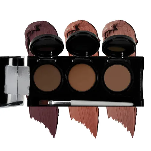 Dermaflage - Paleta correctora de cobertura completa, crema correctora impermeable, 3 colores + cepillo,