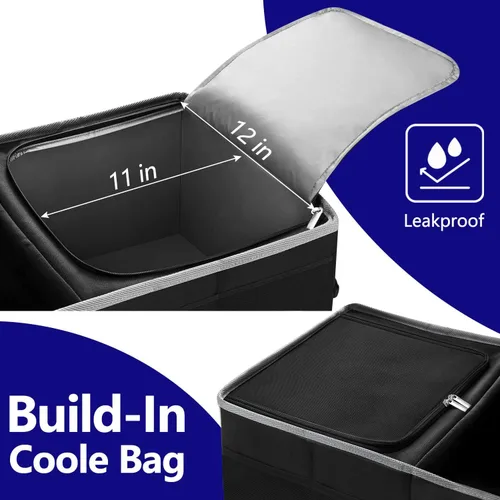 Miniatura 2 de Organizador de maletero con bolsa de enfriamiento aislada y a prueba de fugas incorporada, organizador de carga plegable para SUV con tiras