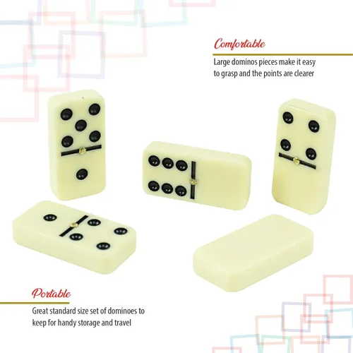 Miniatura 4 de ERLLE - Juego de dominó doble de primera calidad, juego de dominó jumbo con funda de cuero, juego de dominó clásico para adultos y niños, apto