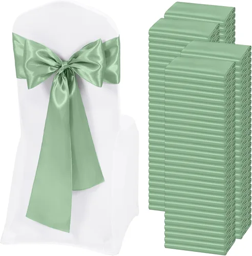 Miniatura 38 de 60 bandas para sillas de satén negro, diseño de lazos con lazos, para decoración de sillas para Acción de Gracias, boda, Navidad, banquetes