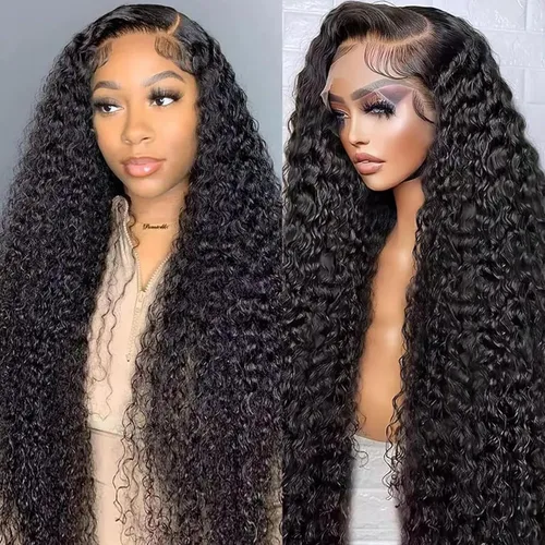 Miniatura 27 de Pelucas de cabello humano ondulado con encaje frontal 360 con correa oculta, nudos blanqueados, sin pegamento, previamente despuntadas, precortadas