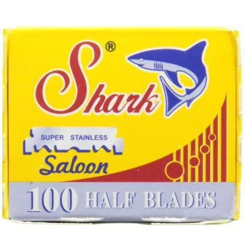 Miniatura 3 de Hoja de afeitar de filo recto Shark para navaja de barbero, de acero inoxidable extraordinario, 100 hojas de afeitar para navajas de barberos